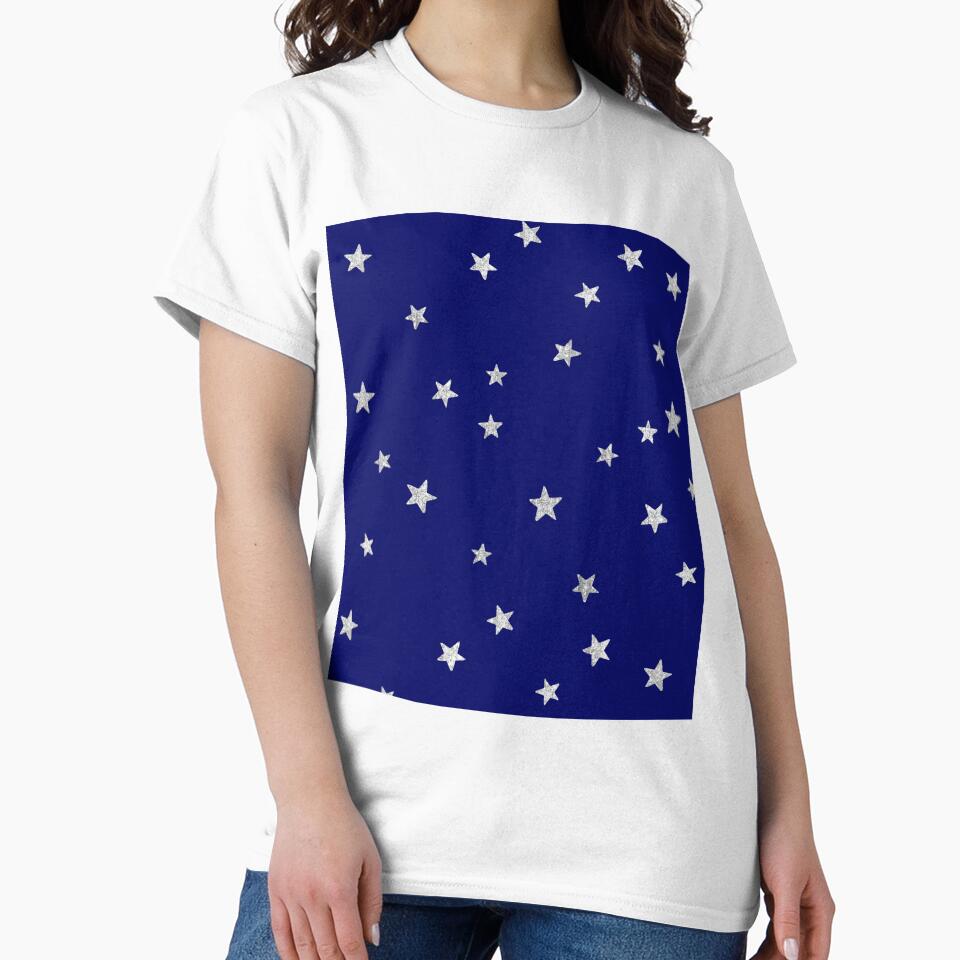 Pretty Y2K Glitter Stars Design in Royal Blue by Femme Pastel Collective T-Shirts, Hoodie, Sweatshirt (Image 2)