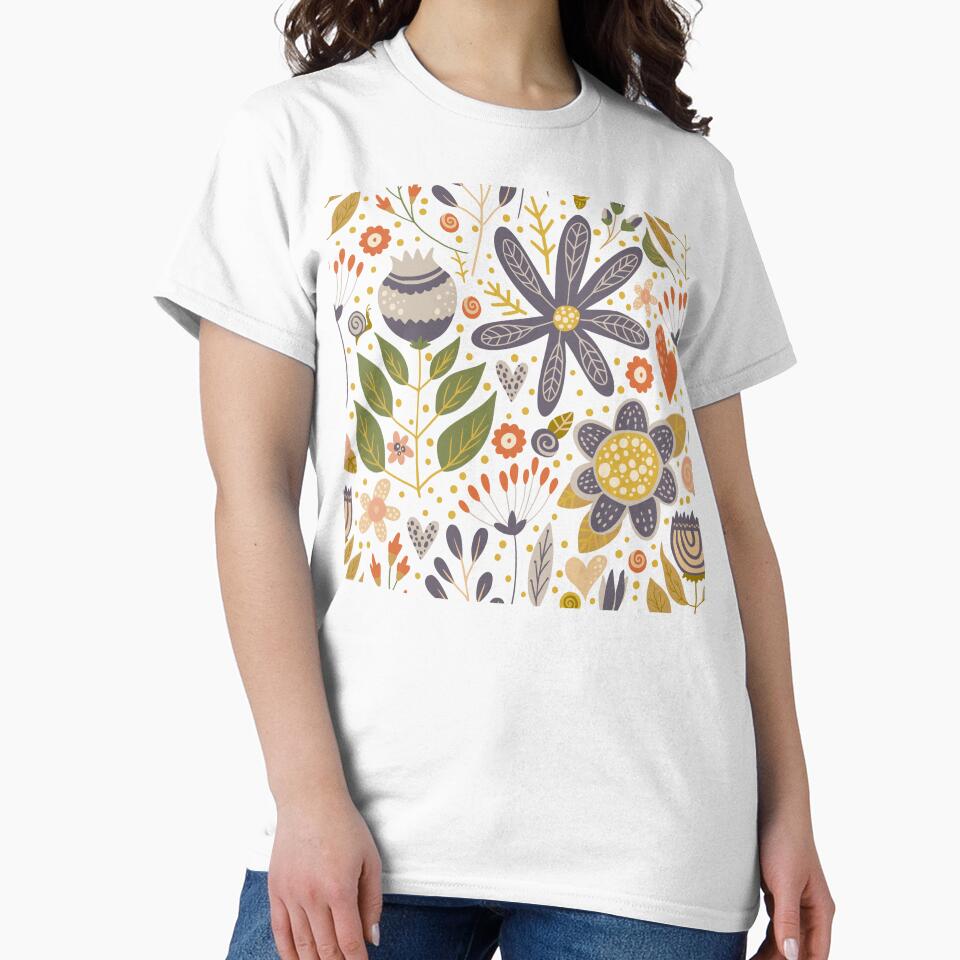 Cute Colorful Cartoon Floral Pattern Design by antevasinart T-Shirts, Hoodie, Sweatshirt | BlankRebels.com (Image 2)