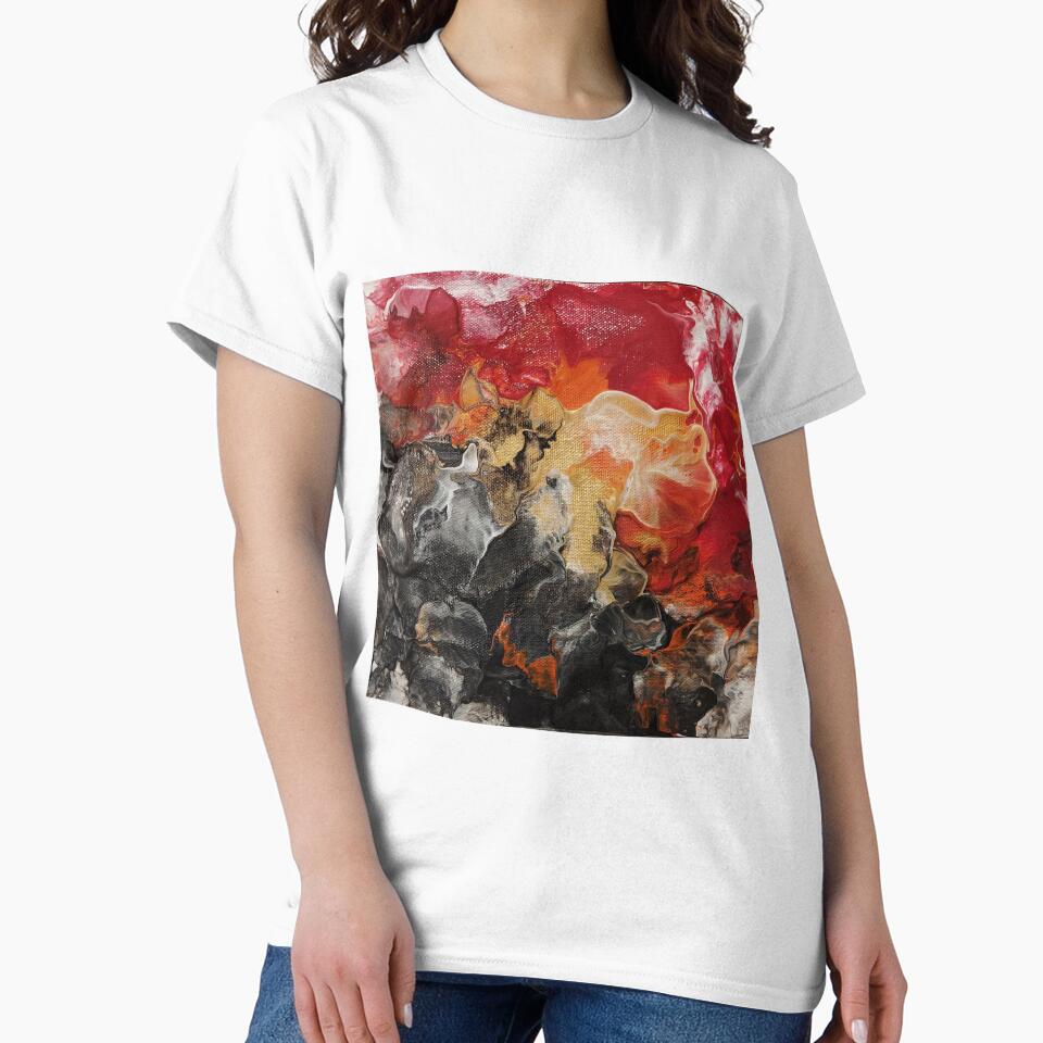 Resurgence | Red and Gold Abstract Fluid Art | Abstract Painting by MyArtYourProducts T-Shirts, Hoodie, Sweatshirt (Image 2)