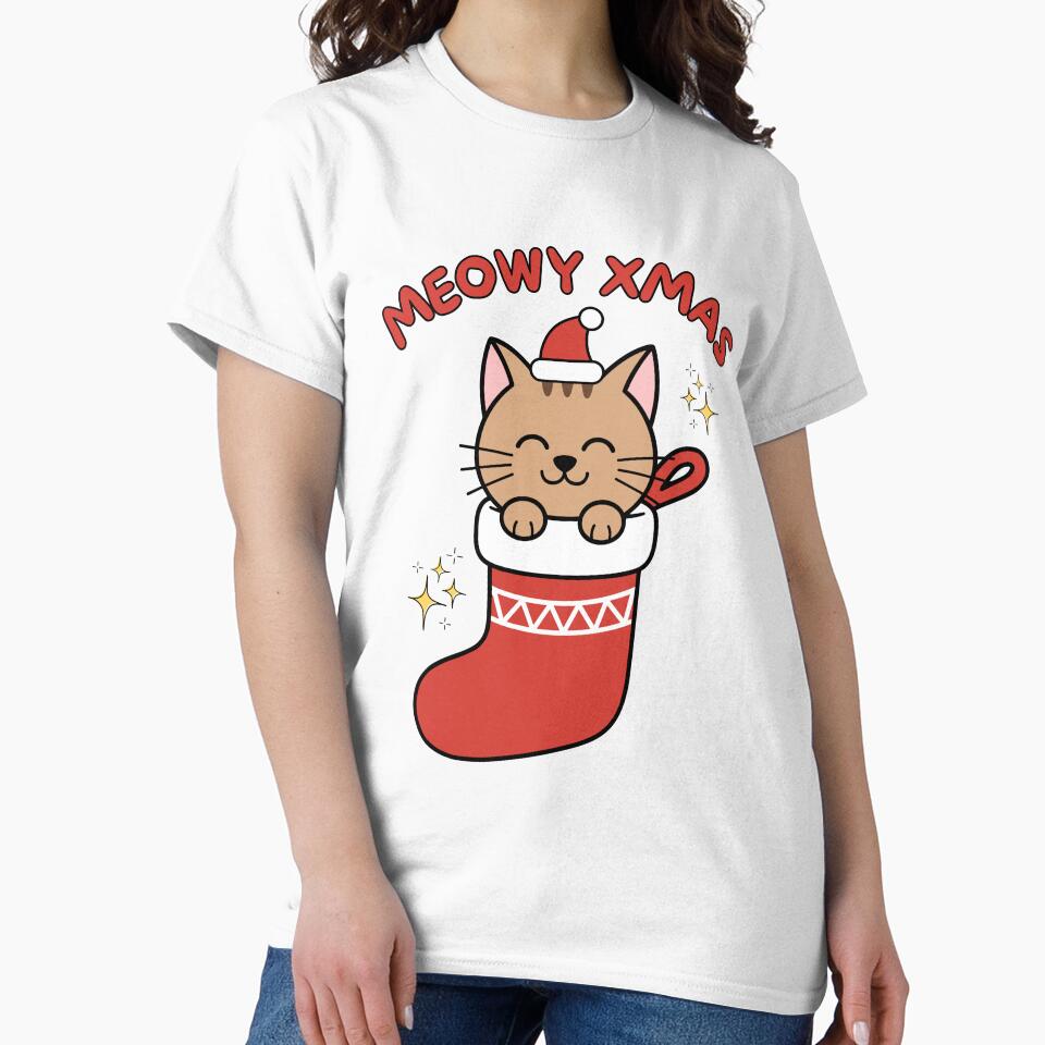 Meowy Xmas Kawaii Cat – Cute Christmas Pun T-Shirt & Hoodie Design by zvizdetss Sweatshirt | BlankRebels.com (Image 2)