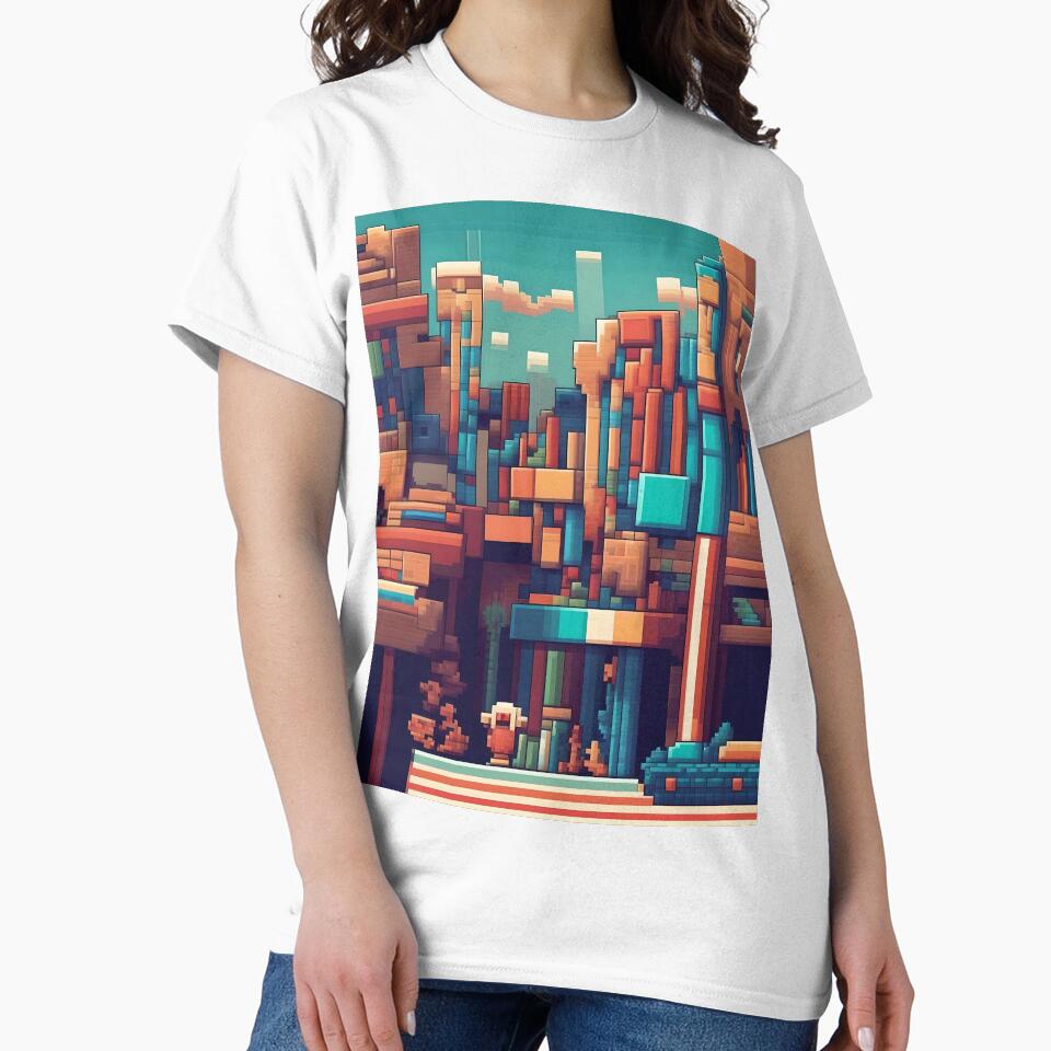 Pixelated City Landscape Abstract Art by Esterlane T-Shirts, Hoodie, Sweatshirt | BlankRebels.com (Image 2)