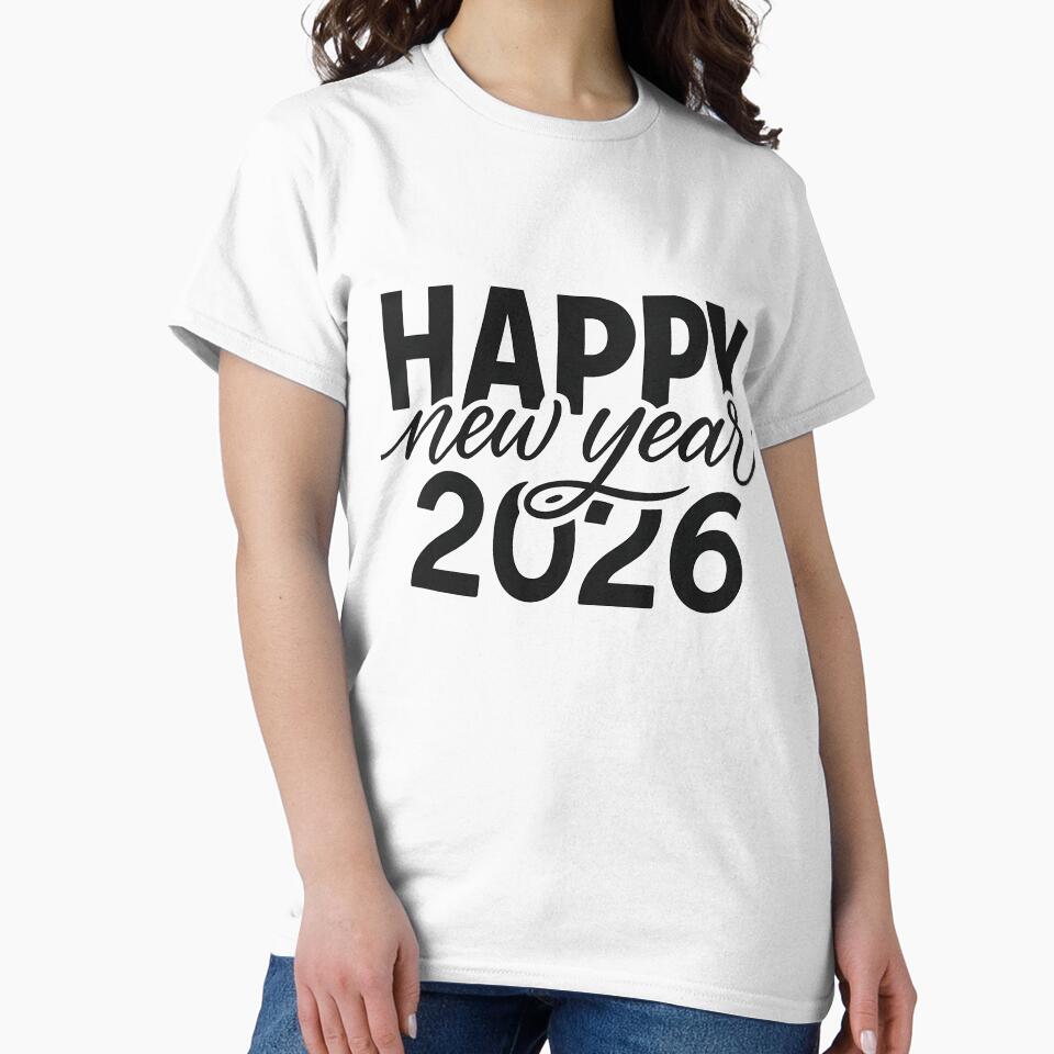 Happy New Year 2026 Typography Minimal Quote Design by FUIRY T-Shirts, Hoodie, Sweatshirt | BlankRebels.com (Image 2)