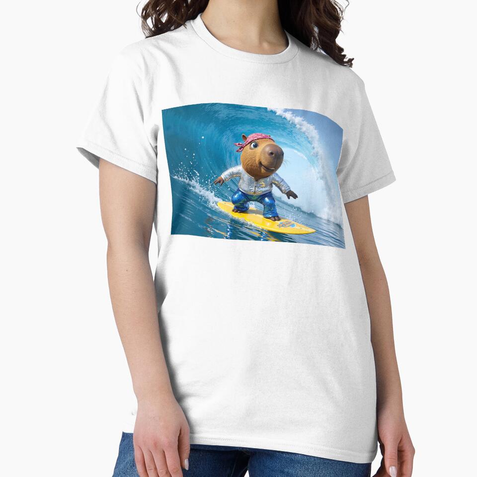 Calvin Capybara Surfing by LOST GAY LONDON T-Shirts, Hoodie, Sweatshirt | BlankRebels.com (Image 2)