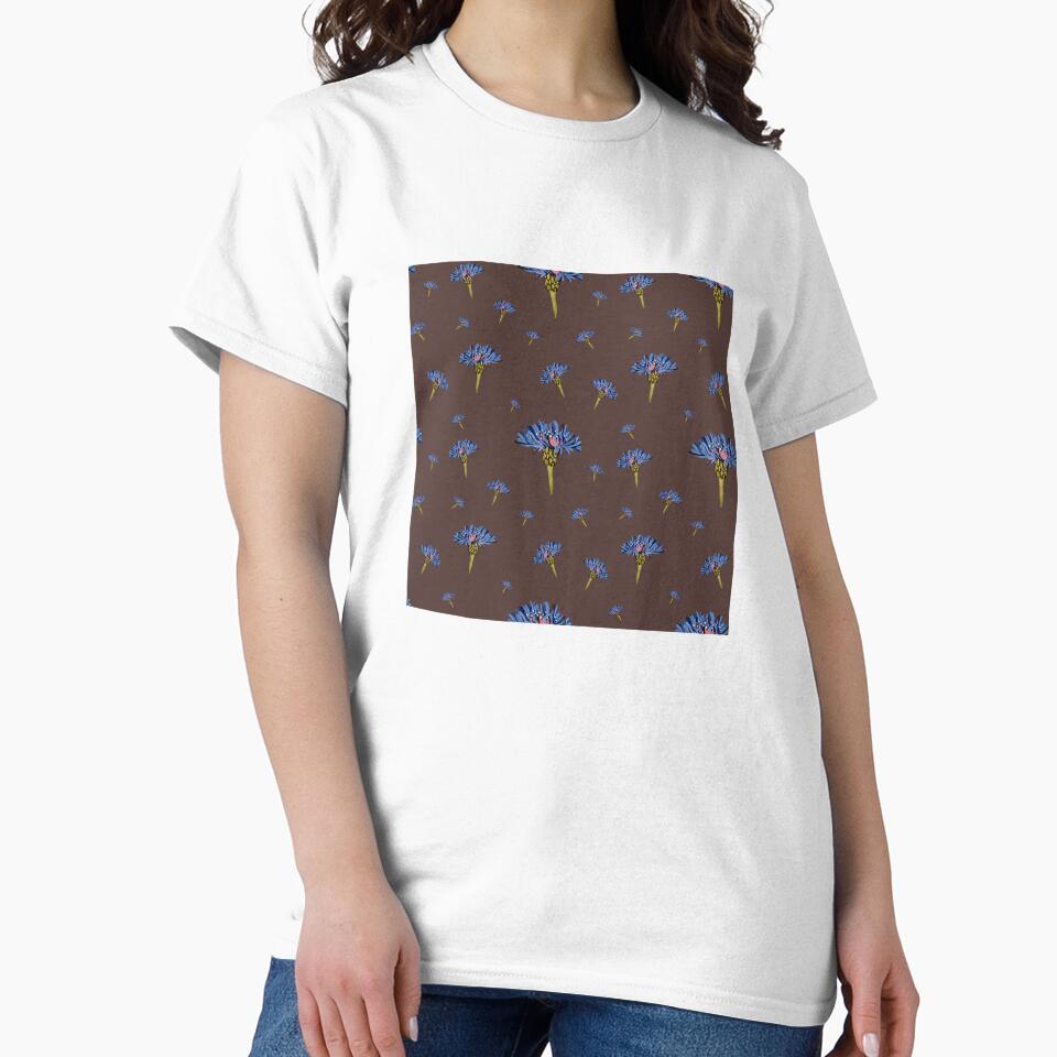 Flower Blue Violet Pattern Hand Drawn Watercolor Dark Yana Mustafina Boho Soulful T-Shirts, Hoodie, Sweatshirt