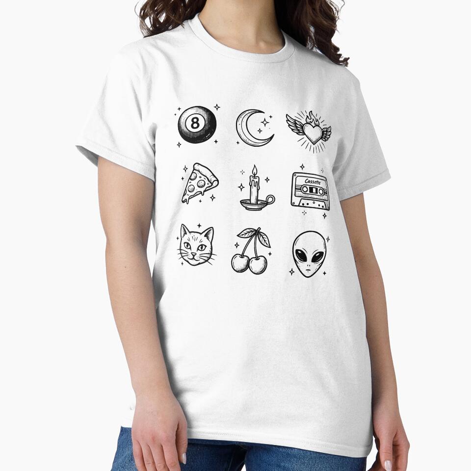 Vintage 90s Tattoo Flash – Retro Ink Collage, Nostalgic Tattoo Art by My Cool Store T-Shirts, Hoodie, Sweatshirt (Image 2)