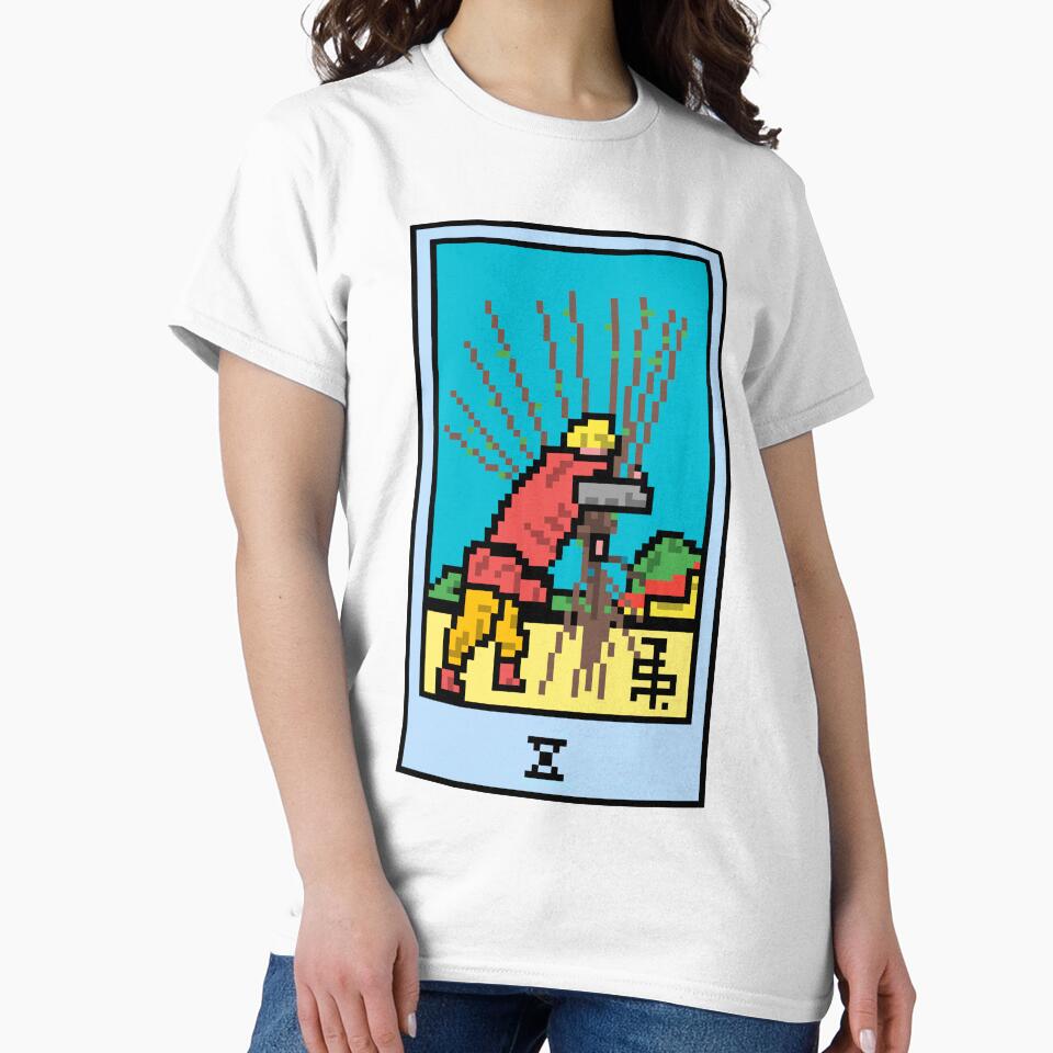 Wait, is this pixel art tarot? White - Minor Arcana 'Ten of Wands' (Design for T-shirt, stickers and other... (Image 2)