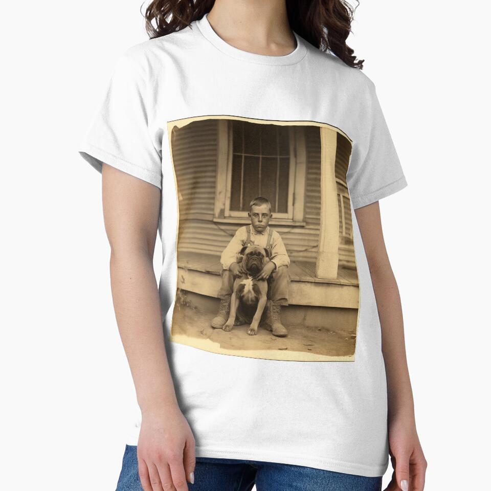 Vintage Photograph of Boy with Boxer Dog by Samuelsboro T-Shirts, Hoodie, Sweatshirt | BlankRebels.com (Image 2)