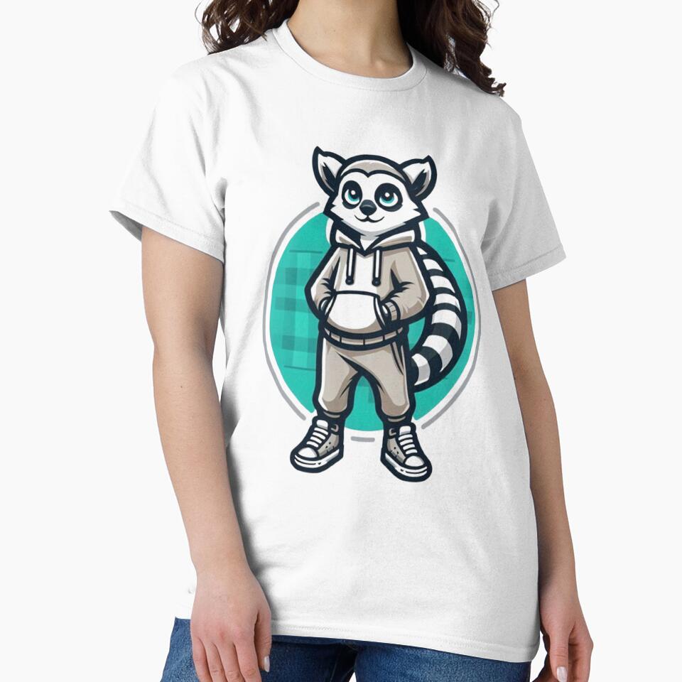 Cool Lemur Character – Cute Streetwear Animal Illustration by Dogandesighn T-Shirts, Hoodie, Sweatshirt (Image 2)