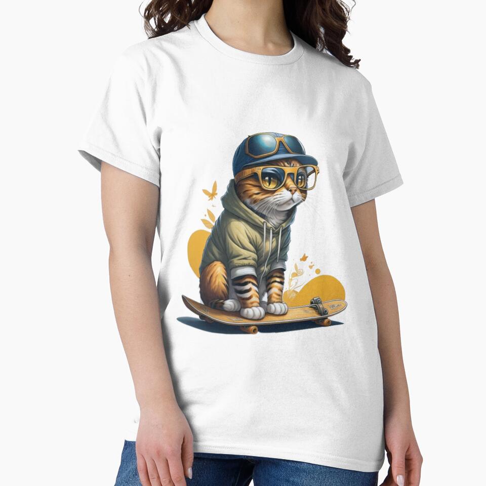 Cool Cat on a Skateboard by Nostalgic-co T-Shirts, Hoodie, Sweatshirt | BlankRebels.com (Image 2)