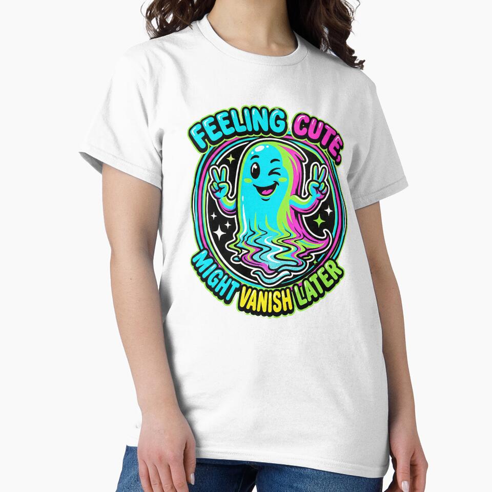 Feeling Cute Might Vanish Later Funny Ghost Shirt Halloween Meme Introvert Gift by Trending Fashions Hoodie,... (Image 2)