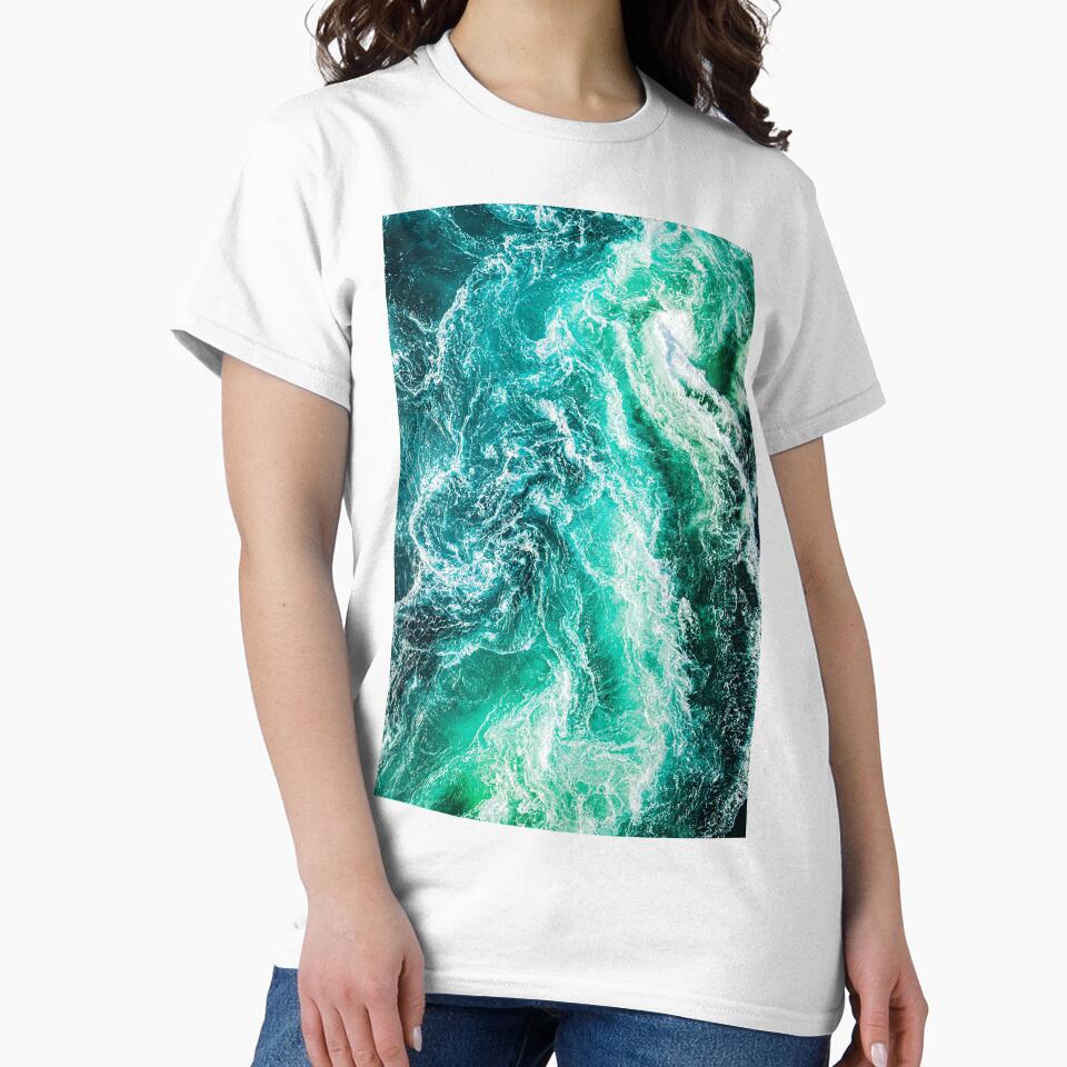 Green Ocean Waves Top Down View by Kleon Seo T-Shirts, Hoodie, Sweatshirt | BlankRebels.com (Image 2)