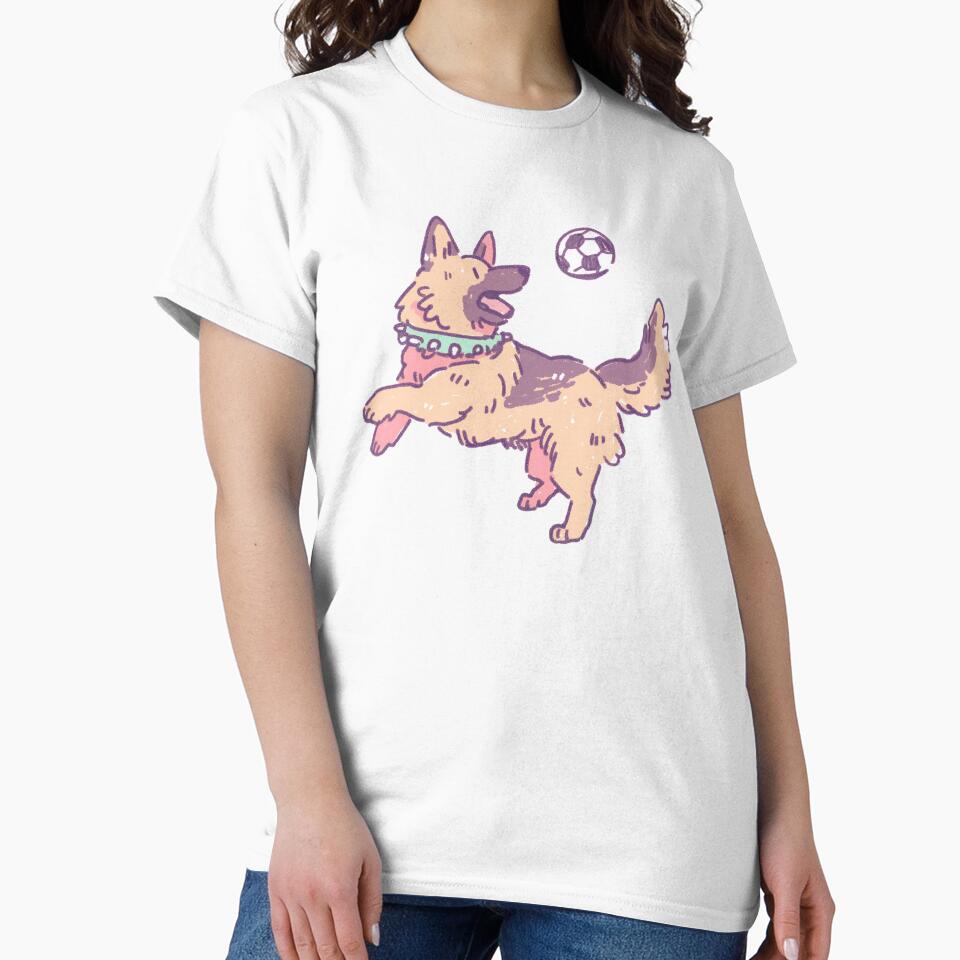 Soccer Football German Shepherd, playful pastel sketch by Magnificent Lizard