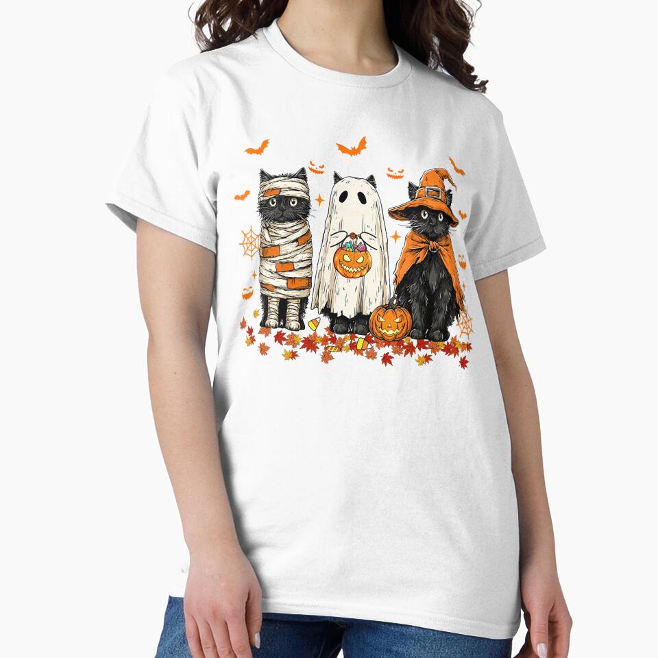 Retro Halloween Black Cat by laszlosaobere T-Shirts, Hoodie, Sweatshirt | BlankRebels.com (Image 2)