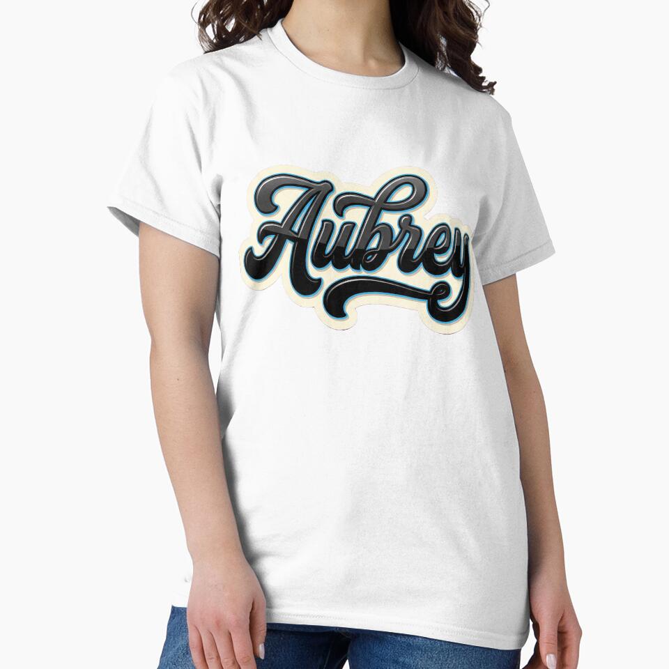 Aubrey Name - Elegant Black Script Lettering with Clean Outline by BADGECRAFT STUDIO T-Shirts, Hoodie, Sweatshirt (Image 2)