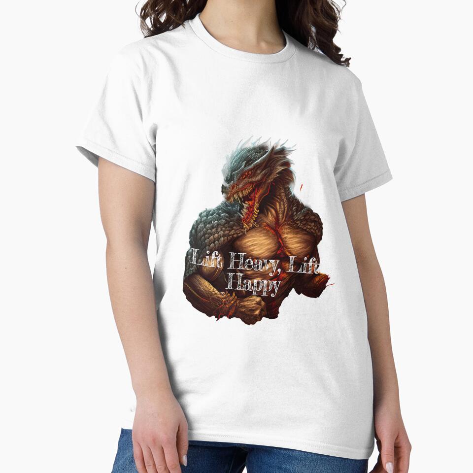 Lift Heavy, Lift Happy_Bodybuilding Fitness Gym Workout Exercise Merch Print Desgin by tengamerx