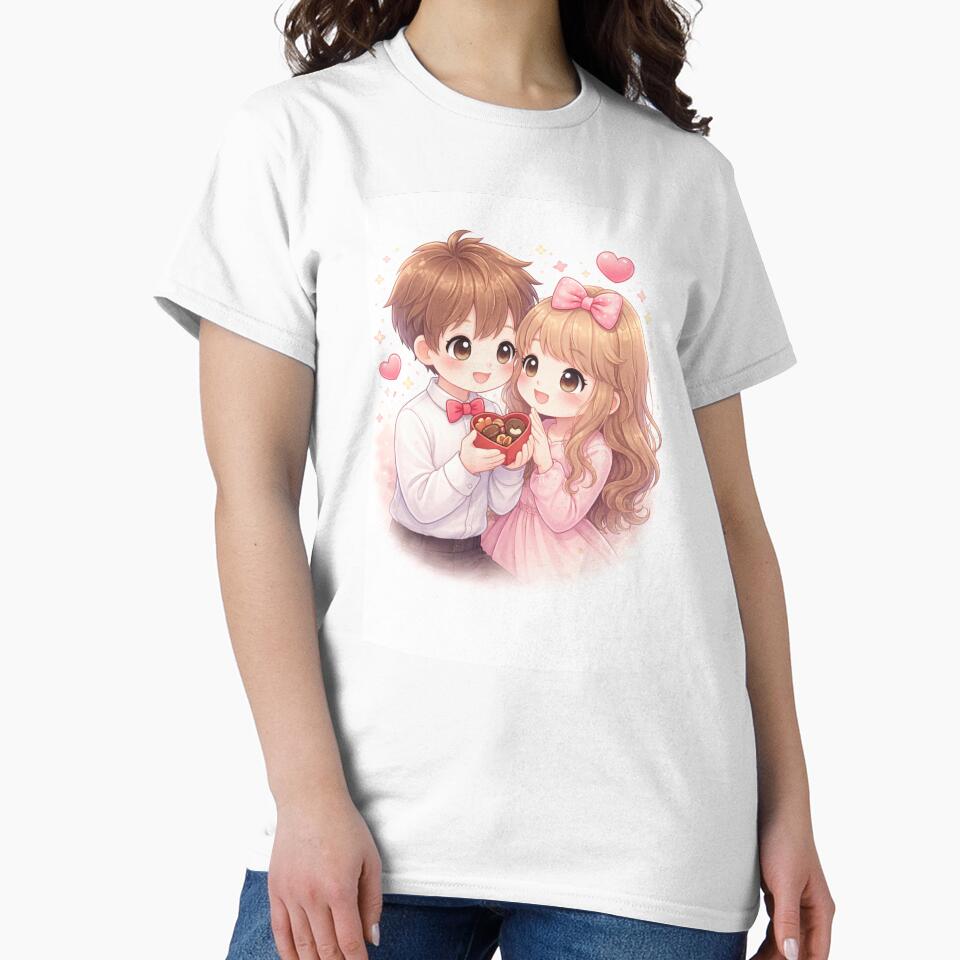 Classic Kawaii Valentine Couple – Sweet Love Moment by kimkosovo T-Shirts, Hoodie, Sweatshirt | BlankRebels.com (Image 2)