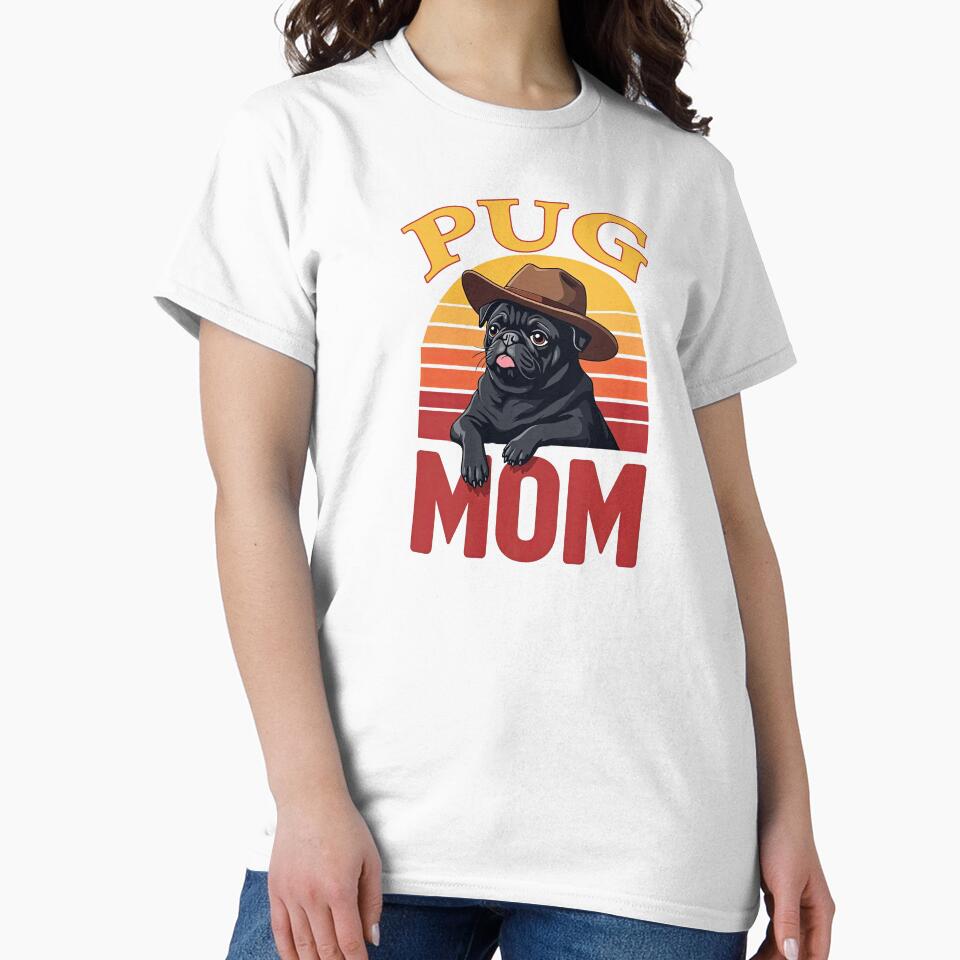 Pug Mom Cowboy Hat Retro Sunset Dog by TeeARTHY T-Shirts, Hoodie, Sweatshirt | BlankRebels.com (Image 2)