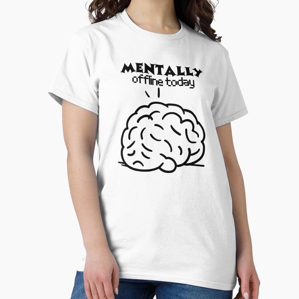 Mentally Offline Today – Funny Brain Minimal Line Art Design by JKLINES LAB T-Shirts, Hoodie, Sweatshirt (Image 2)