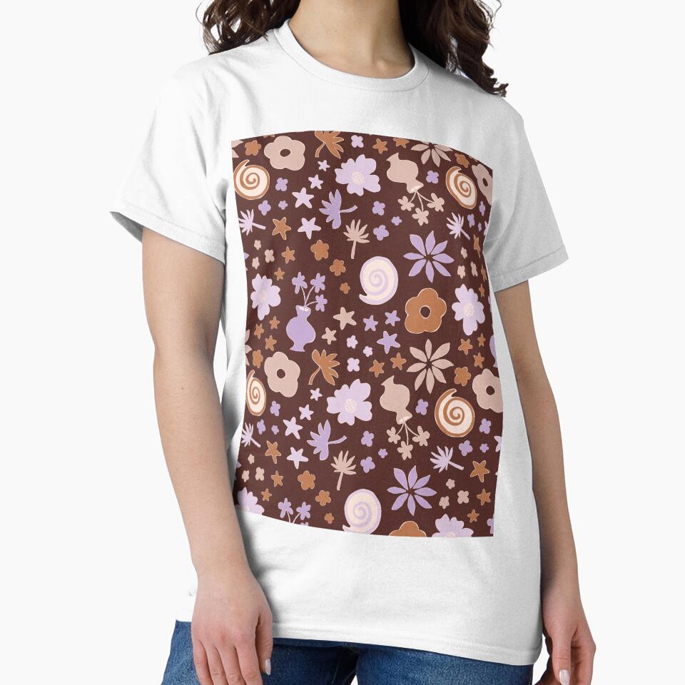 Boho Pastel Lilac Purple Beige Brown Flower Pattern Girls Room by blomastudios T-Shirts, Hoodie, Sweatshirt (Image 2)
