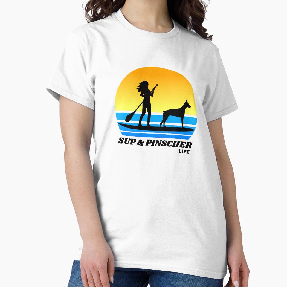 SUP and Pinscher Life - Women's Standup Paddleboard Summer Doberman Pinscher Gift by Guarddogdrive T-Shirts,... (Image 2)