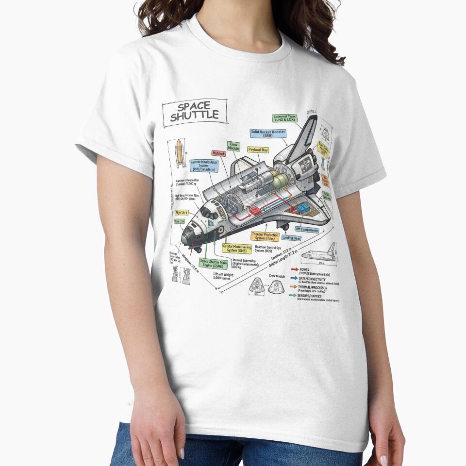 Space Shuttle - Cross-section Isometric Drawing by Rhu Creations T-Shirts, Hoodie, Sweatshirt | BlankRebels.com (Image 2)