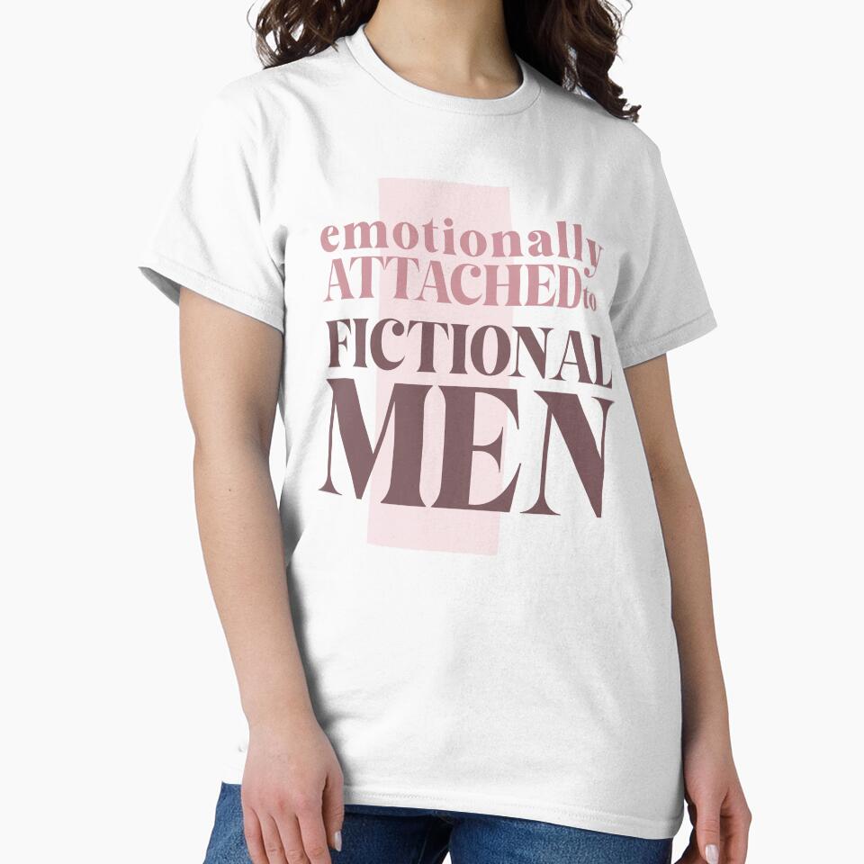Emotionally Attached to Fictional Men Sticker – Cute BookTok Romance Reader Aesthetic by kirarishop T-Shirts,... (Image 2)