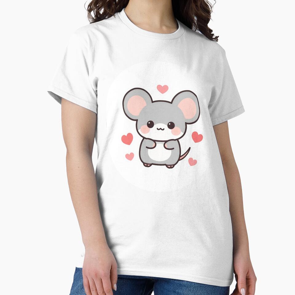 Cute Kawaii Mouse with Hearts | Adorable Pastel Animal Illustration by ModernMoodCo