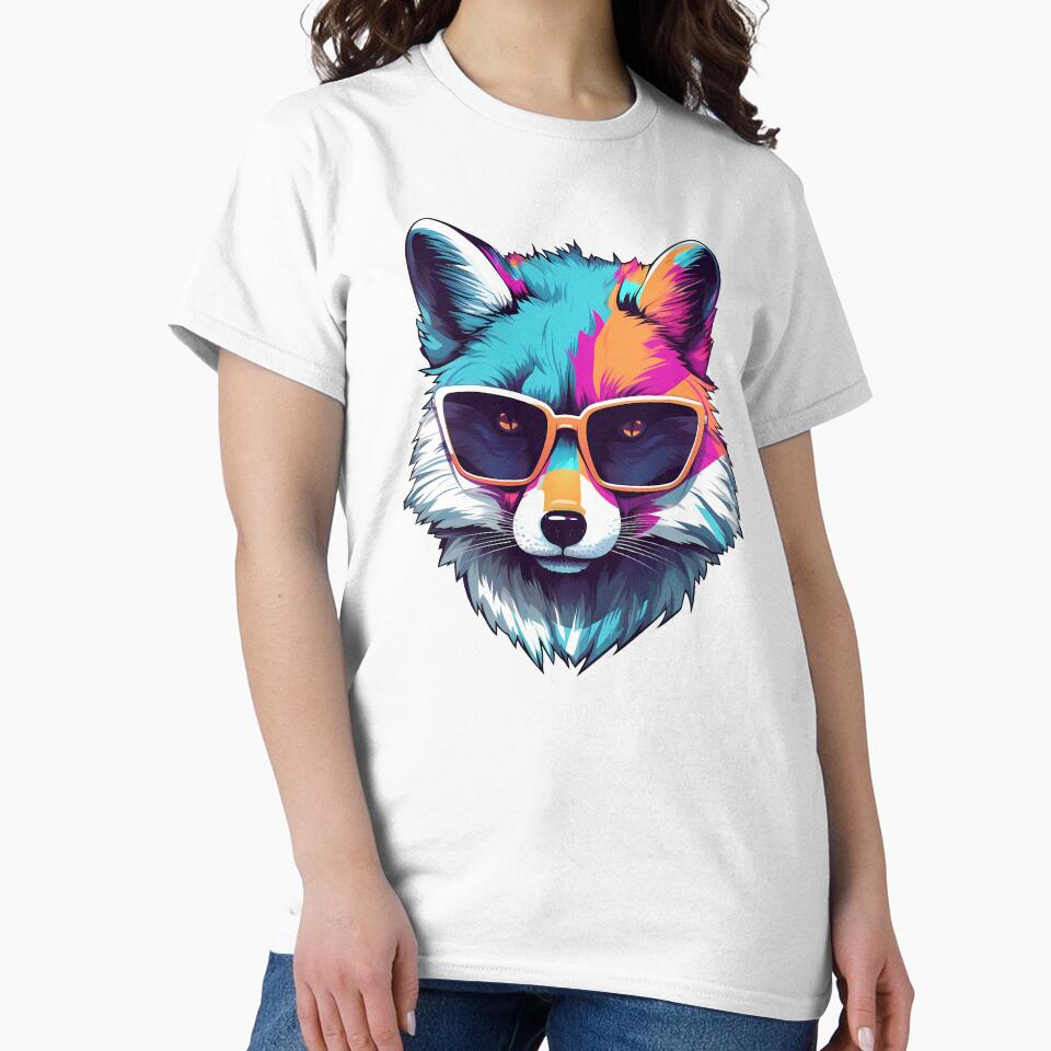 Raccoon with sunglasses - Retrowave style - Trash panda by Vansky-Art T-Shirts, Hoodie, Sweatshirt (Image 2)