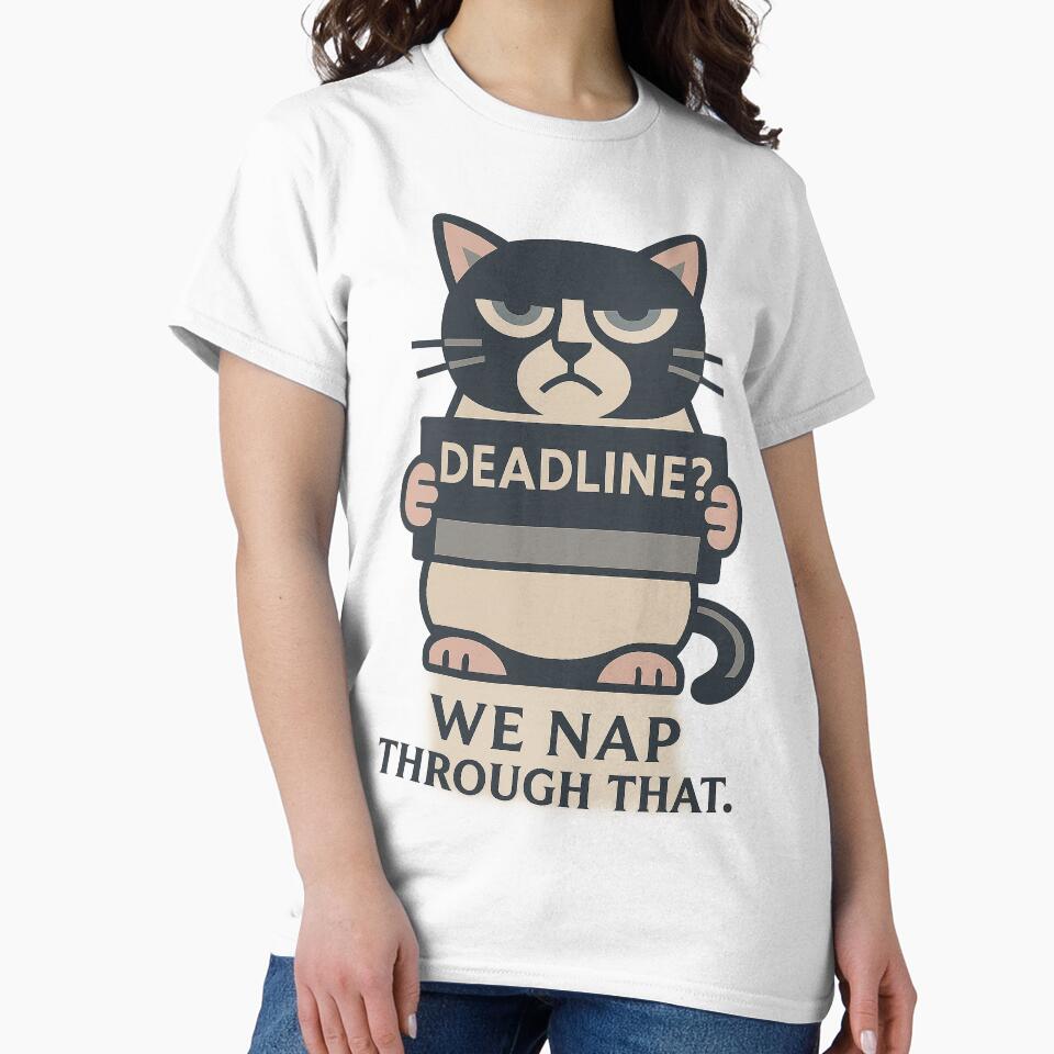 Deadline? We Nap Through That – Funny T-Shirt and Hoodie for Remote Workers – Cozy Nordic Deco Minimalist... (Image 2)
