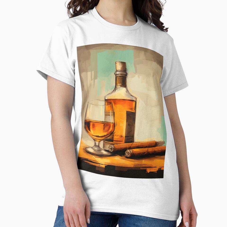 Abstract Whiskey Elegance - Cigar, Graffiti, and the Golden Blues by OlfactoART Studio T-Shirts, Hoodie, Sweatshirt (Image 2)