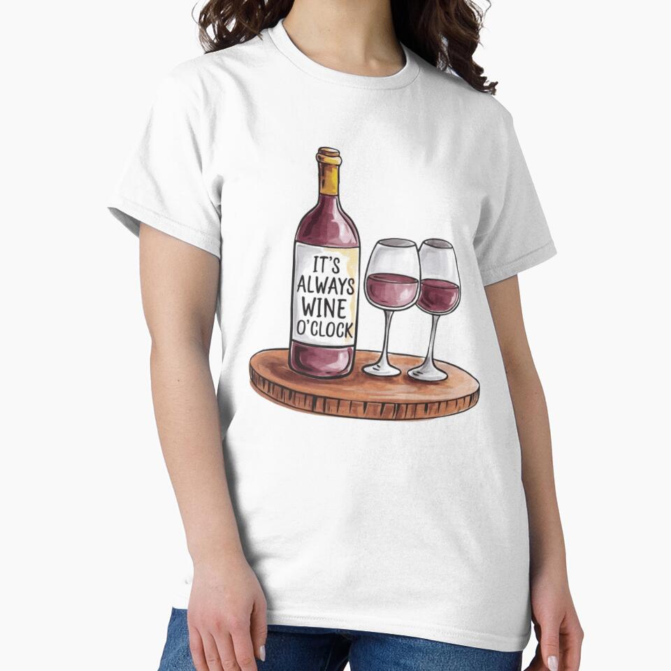 Watercolor Rose Wine and Glasses- Wine o'clock by ArtQueen777