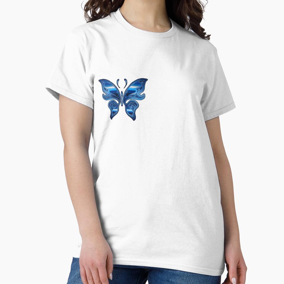 Blue Chrome Butterfly by lunatiris T-Shirts, Hoodie, Sweatshirt | BlankRebels.com (Image 2)