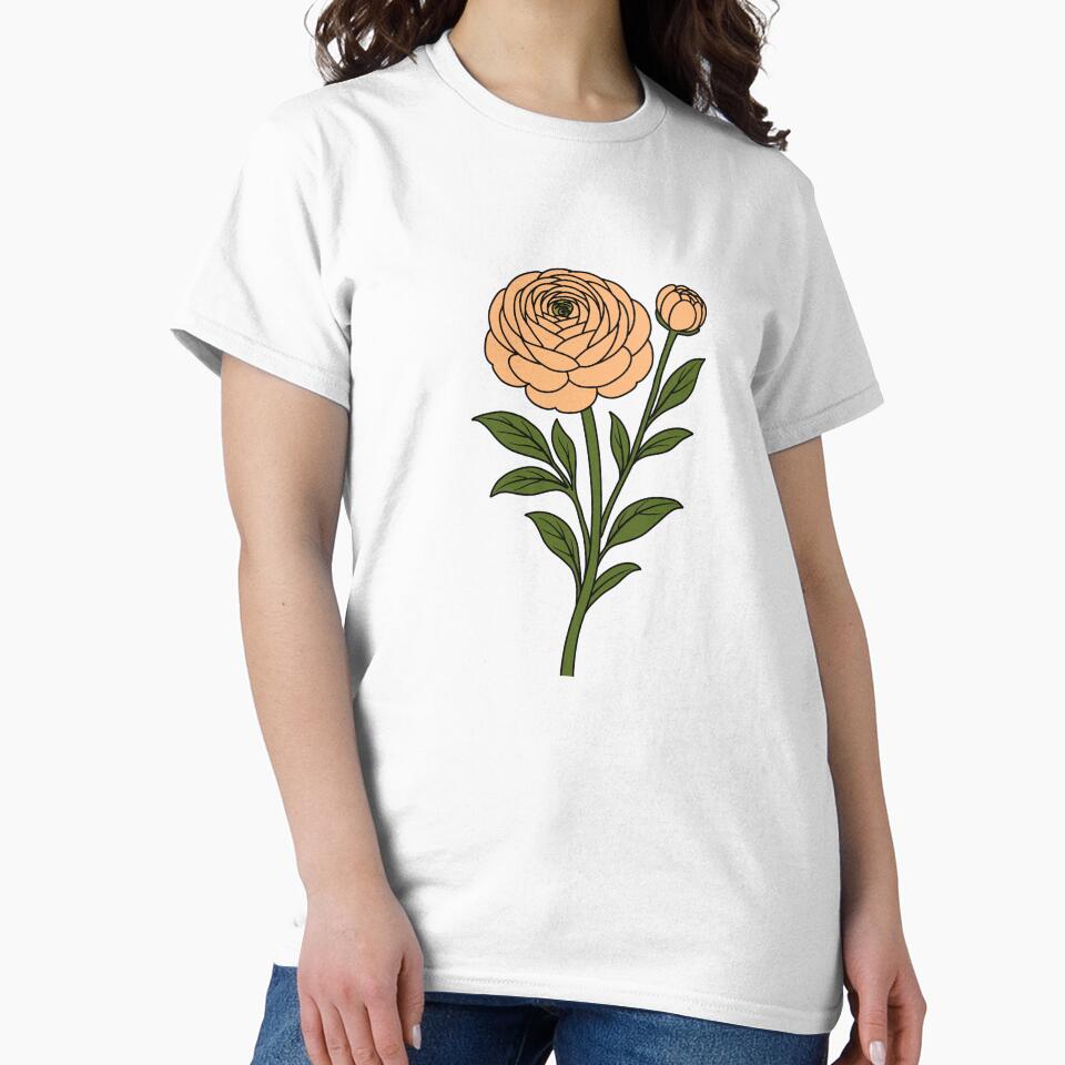 Ranunculus Flower Illustration – Elegant Botanical Art by SunCraftStudio