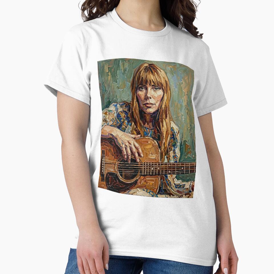 The Laurel Canyon Muse – Joni Mitchell Expressive Oil Portrait by Art's Diner
