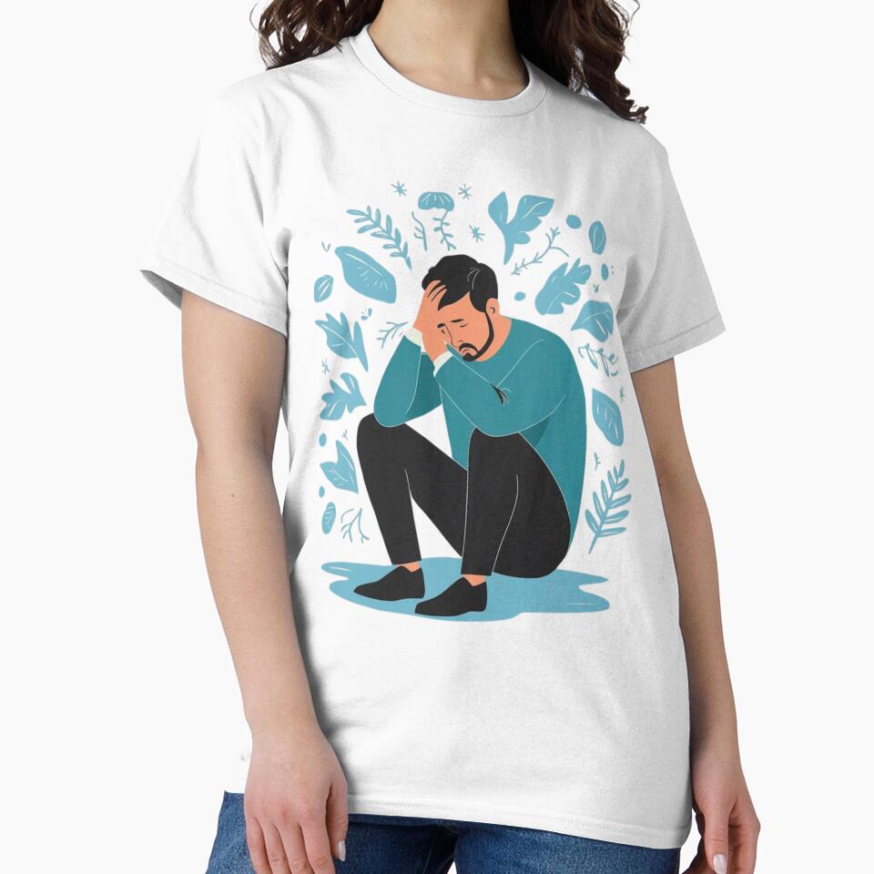 Sad Men Sitting Overthinking by ForgetMee T-Shirts, Hoodie, Sweatshirt | BlankRebels.com (Image 2)