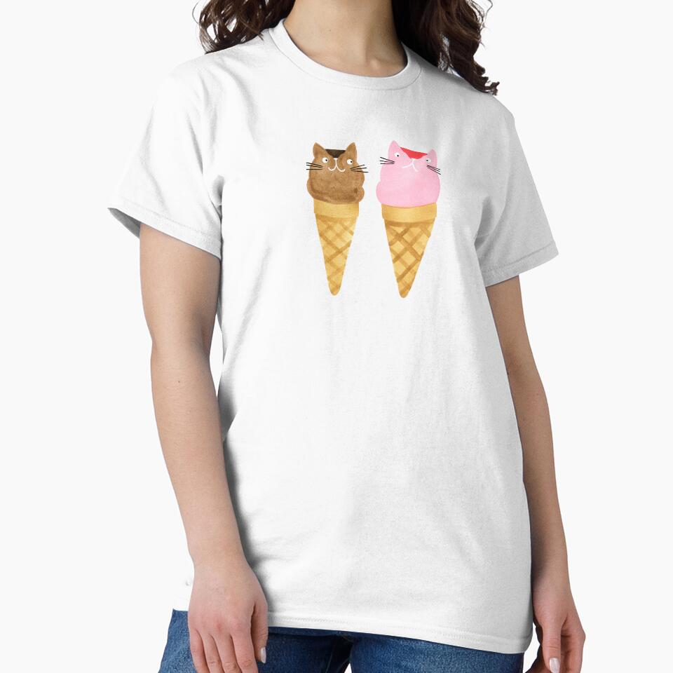 Ice Cream Cat Cones watercolour cat painting by KatyClemmans