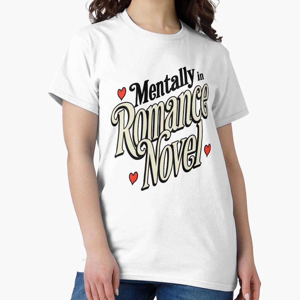 Mentally in Romance Novel Sticker – Cute Retro Script Romance Reader Aesthetic by kirarishop T-Shirts, Hoodie,... (Image 2)