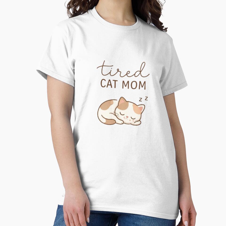 Tired Cat Mom Minimal Cute Sleeping Cat Design by Sanika arts T-Shirts, Hoodie, Sweatshirt | BlankRebels.com (Image 2)