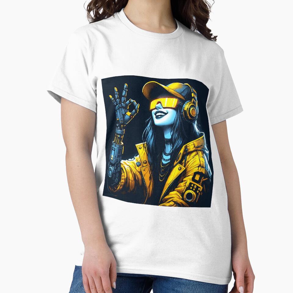 Cyberpunk Girl "OK!" by RESToRAPTOR T-Shirts, Hoodie, Sweatshirt | BlankRebels.com (Image 2)