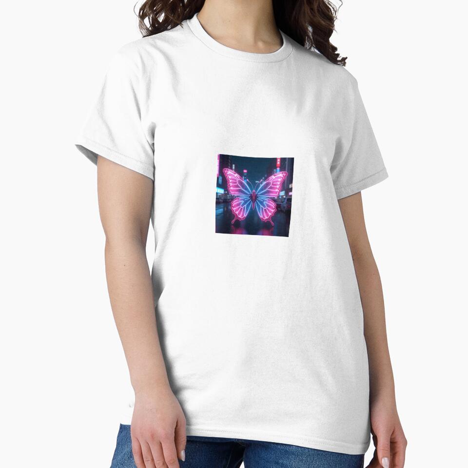 Cyber Glitch Butterfly – Neon Y2K Chrome Aesthetic Design by Srahul T-Shirts, Hoodie, Sweatshirt | BlankRebels.com (Image 2)