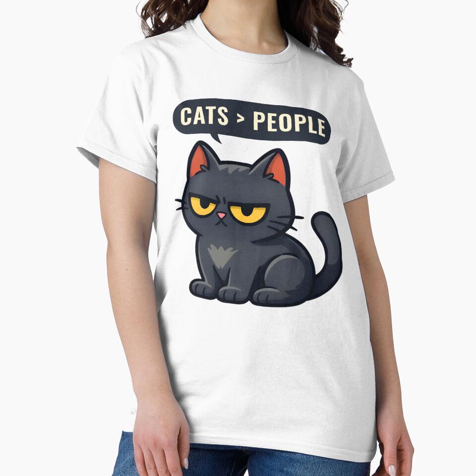 Cats Over People – Funny Cat Lover Humor Design by Elmer Green T-Shirts, Hoodie, Sweatshirt | BlankRebels.com (Image 2)