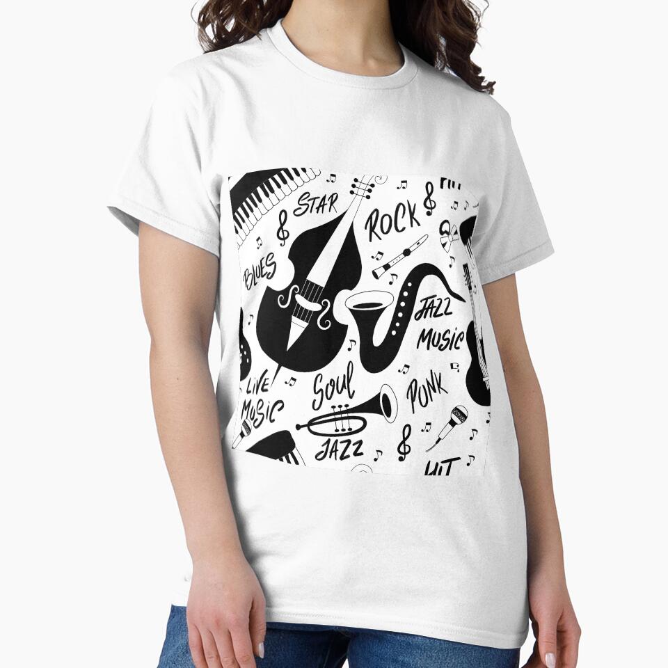 Jazz music seamless pattern by Savvalinka T-Shirts, Hoodie, Sweatshirt | BlankRebels.com (Image 2)