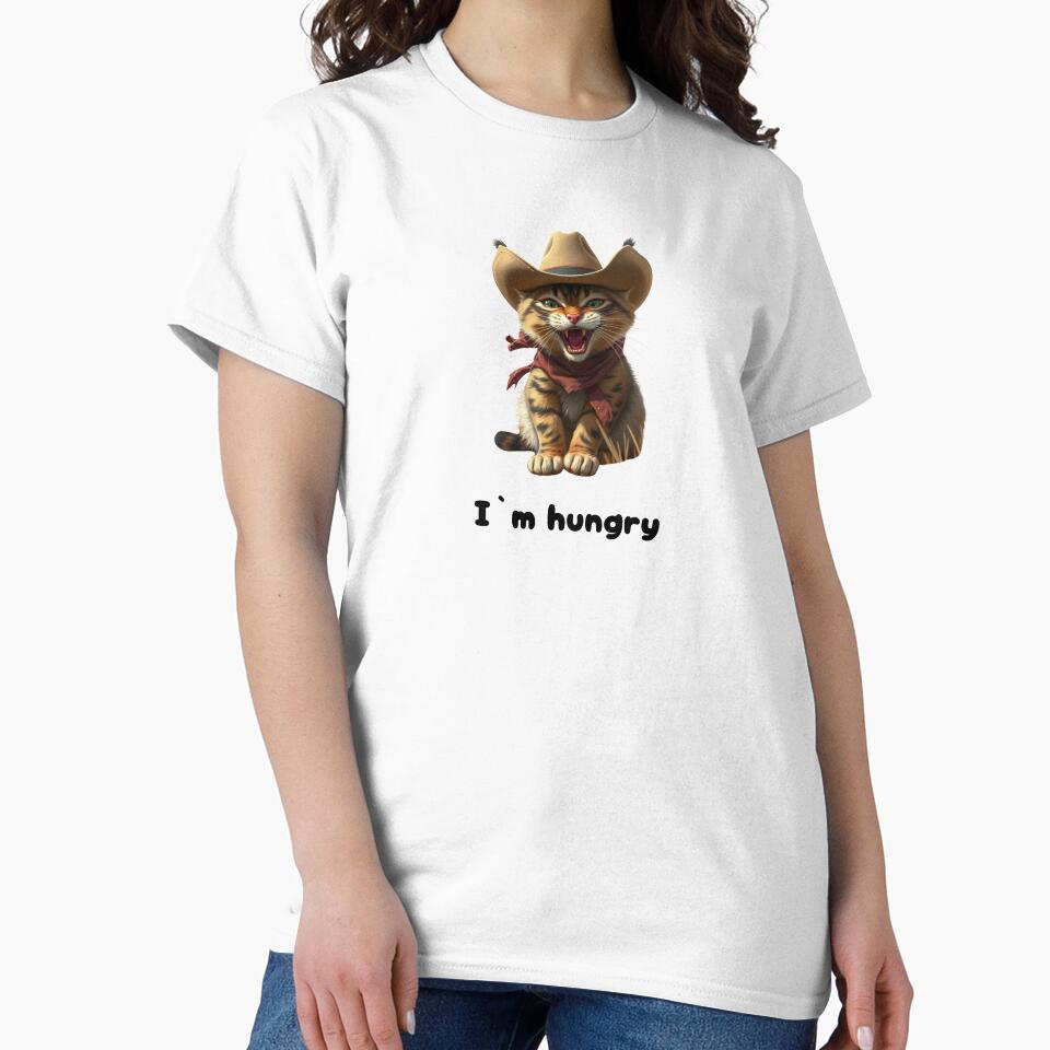 cowboy cat cute with cowboy hat and I`m hungry by GinnyGi T-Shirts, Hoodie, Sweatshirt | BlankRebels.com (Image 2)