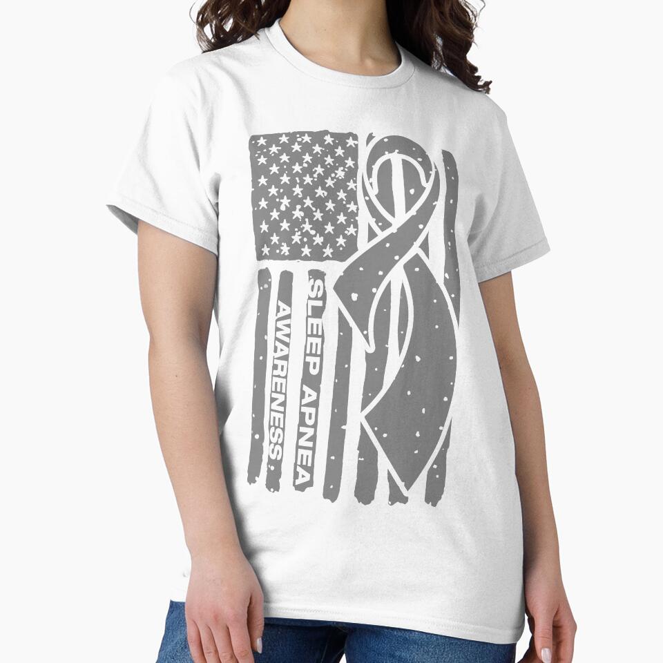 Sleep Apnea Awareness Ribbon American Flag by Tadmab