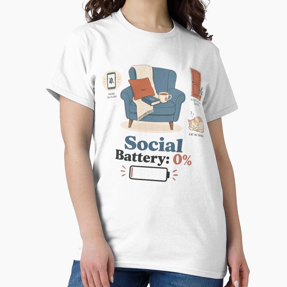 Social Battery 0% — Funny Introvert T-Shirt by WornWildCo