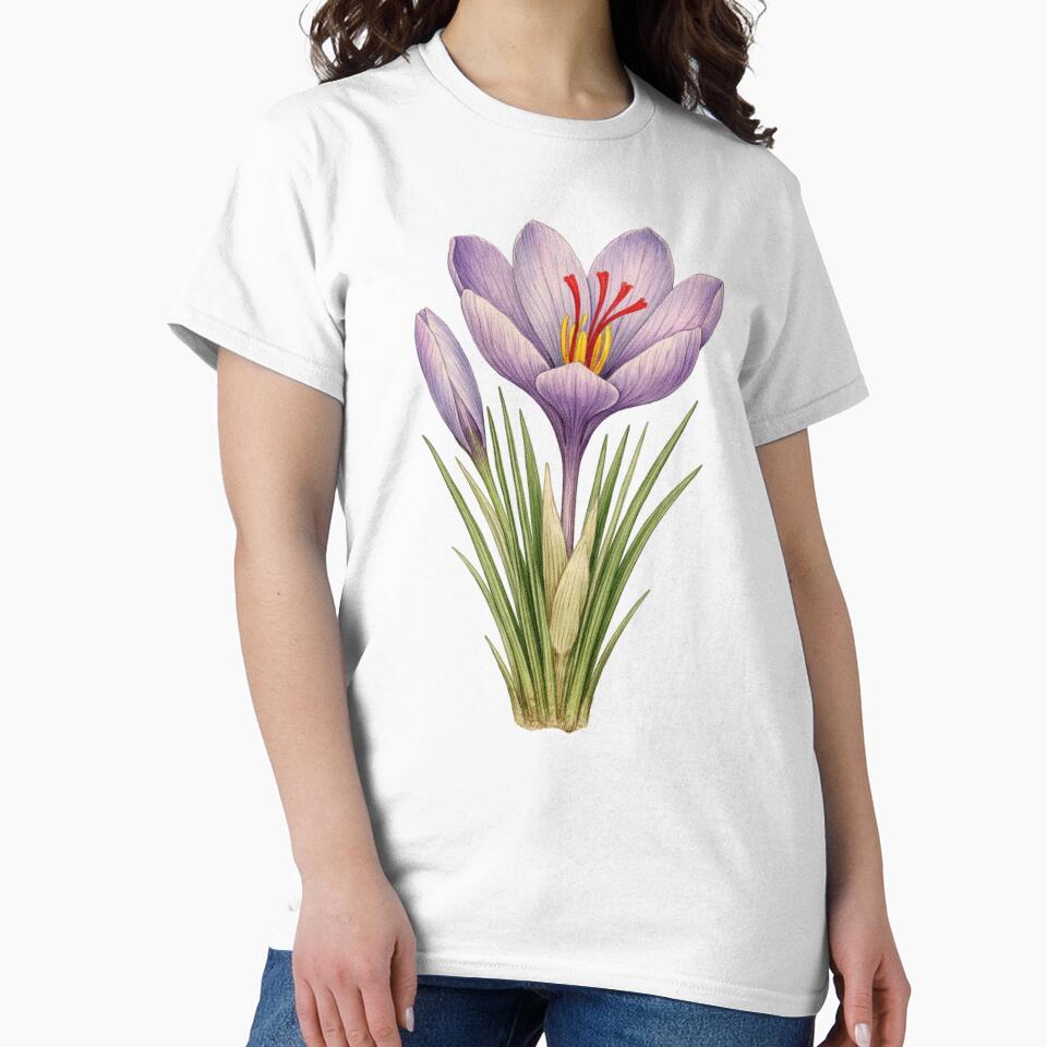 Crocus Sativus Vintage Botanical Print - Saffron Flower Wall Art by Darlin8888 T-Shirts, Hoodie, Sweatshirt (Image 2)