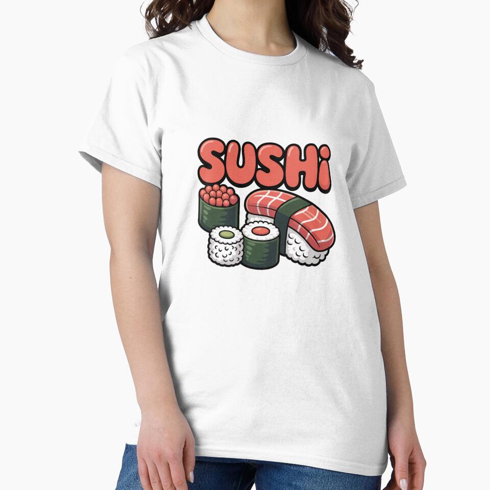 Cute kawaii sushi on a plate, retro cartoon style, colorful and playful, cozy design, soft outlines, flat... (Image 2)