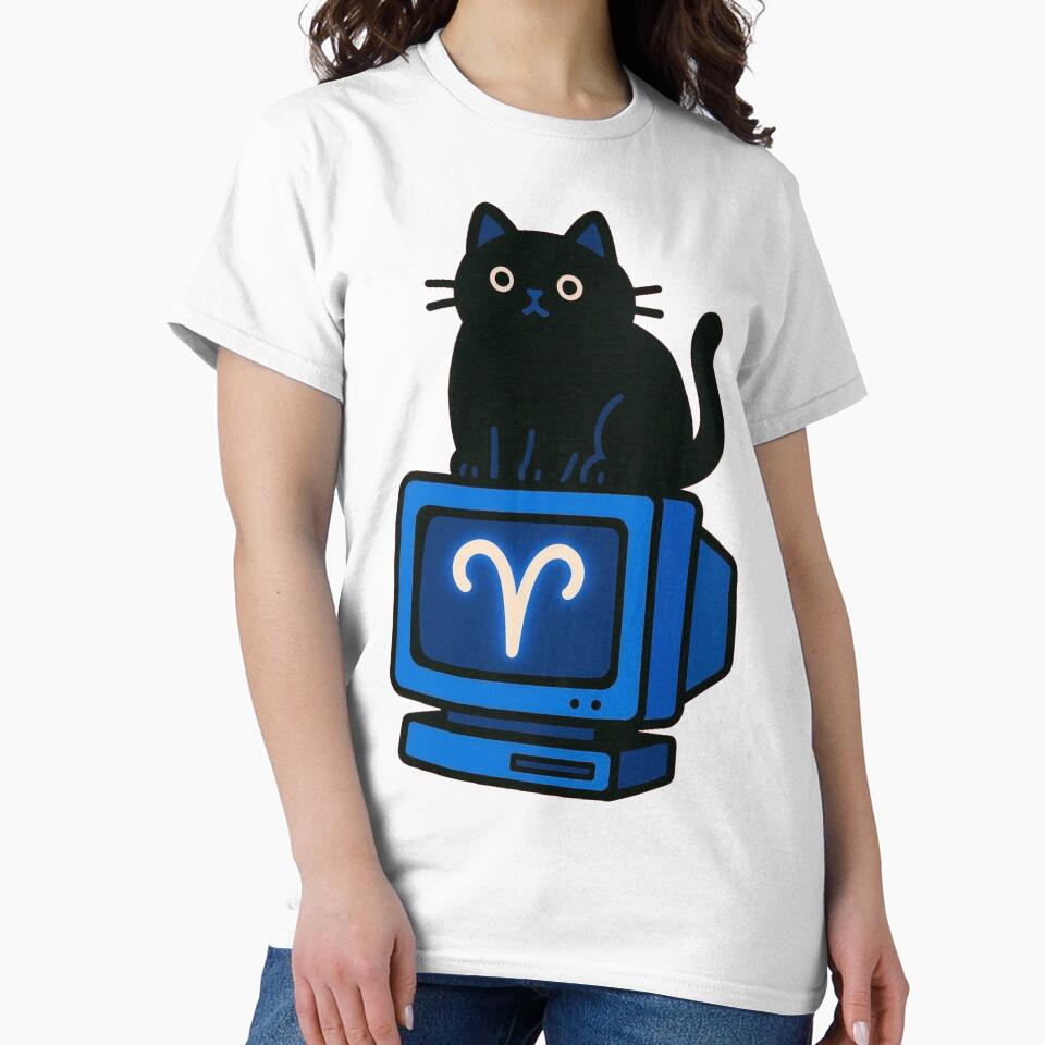 Aries Kitty // Y2K Retro Tech Aesthetic by A Rather Decadent Exhibition T-Shirts, Hoodie, Sweatshirt (Image 2)