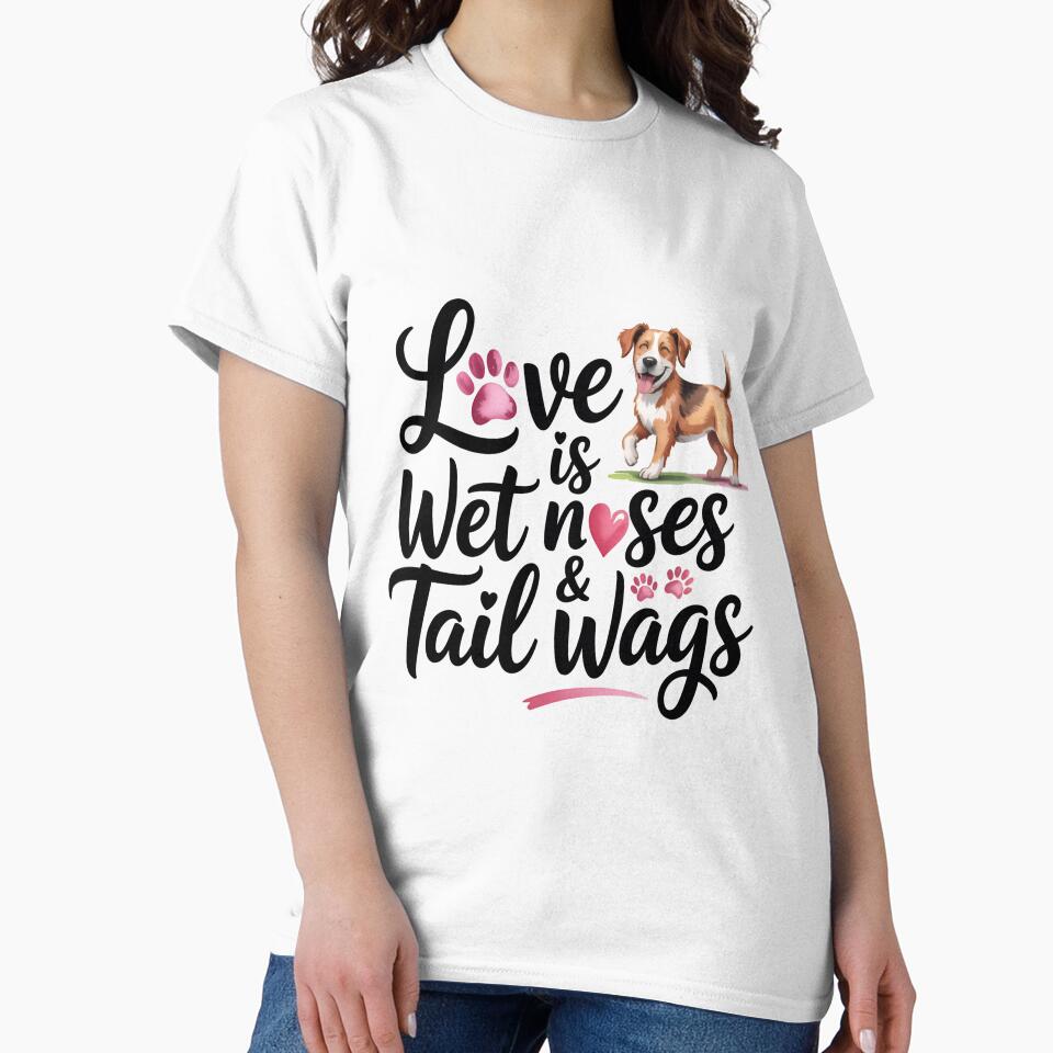 Cute Dog T-Shirt – Wet Noses and Tail Wags Pet Lover Design by Print Era Hoodie, Sweatshirt | BlankRebels.com (Image 2)