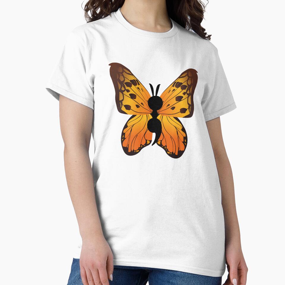 Semi-colon Butterfly by DrunkPolarBear T-Shirts, Hoodie, Sweatshirt | BlankRebels.com (Image 2)